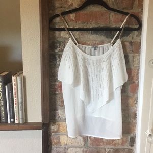Chiffon tank with gold beading // Size medium
